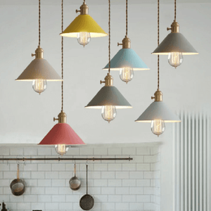 Pastel Coloured Cone Shade Industrial Pendant Light | Bright & Plus.