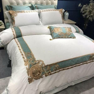 Polazzo Oriental Embroidered Luxury Egyptian Cotton Duvet Cover Set | Bright & Plus.