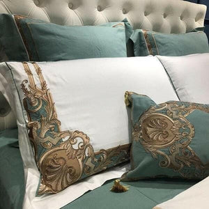 Polazzo Oriental Embroidered Luxury Egyptian Cotton Duvet Cover Set | Bright & Plus.