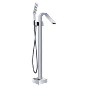 PureFlo Freestanding Floor Mount Tub Filler with Hand Shower - Brass Chrome/Black