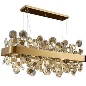 Rachel Disc Detailed Crystal and Metal Bar Chandelier