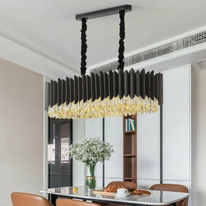 Rectangle Kitchen Island Black Crystal Chandelier