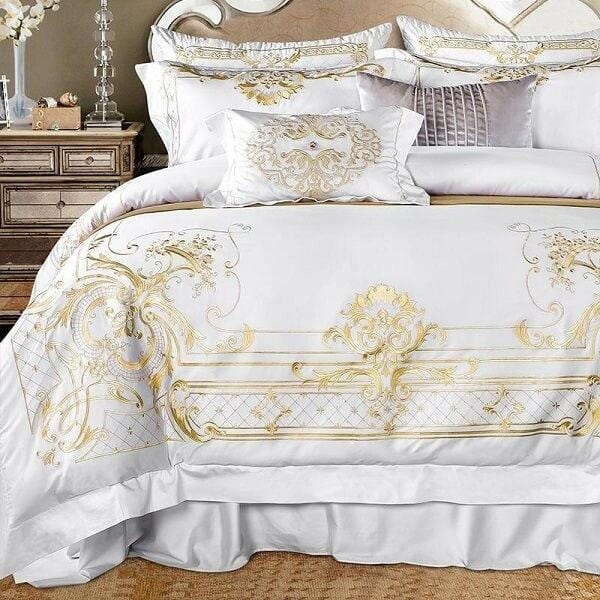 Royal White Egyptian Cotton Duvet Bedding Set (6 Pieces) | Bright & Plus.