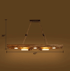 Tiziano - Rustic Wood 5-Light Industrial Pendant Ceiling Light