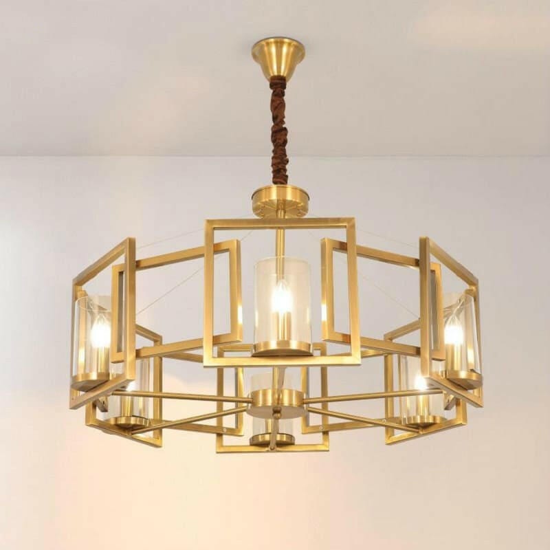 Trova - Gold Brass Chandelier with Art-Deco Design