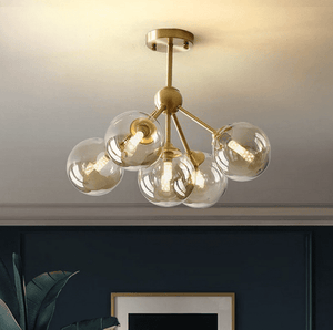 Vag - Modern LED chandelier with metal base and glass globes